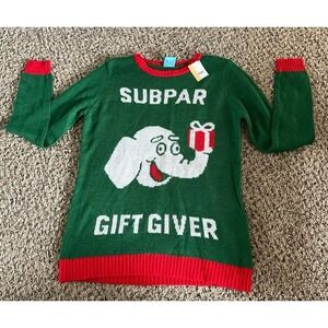 NWT Norther Pole Women's Green/Red "Subpar Gift Giver"‎ Sweater size XS